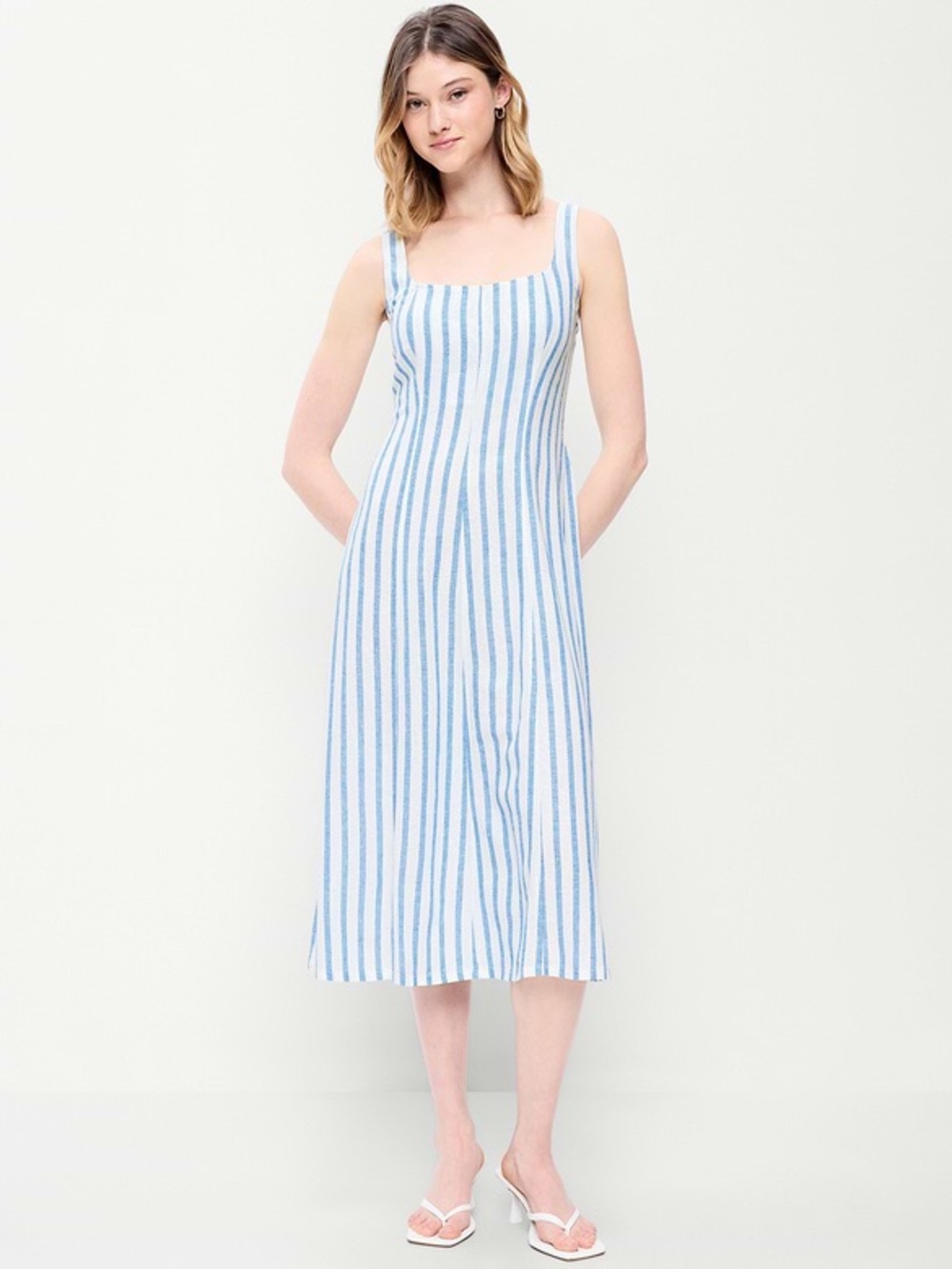 NWOT Gap/Old Navy Blue and White Vertical Stripe Sundress size Small - Picture 2 of 4
